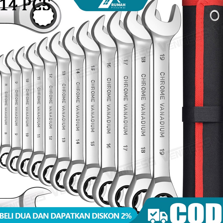Diskon Kunci Ring Pas Set 14pcs 824mmdengan tas penyimpanan Kunci pcs set 824mm Set 14 Pcs Kunci Rin