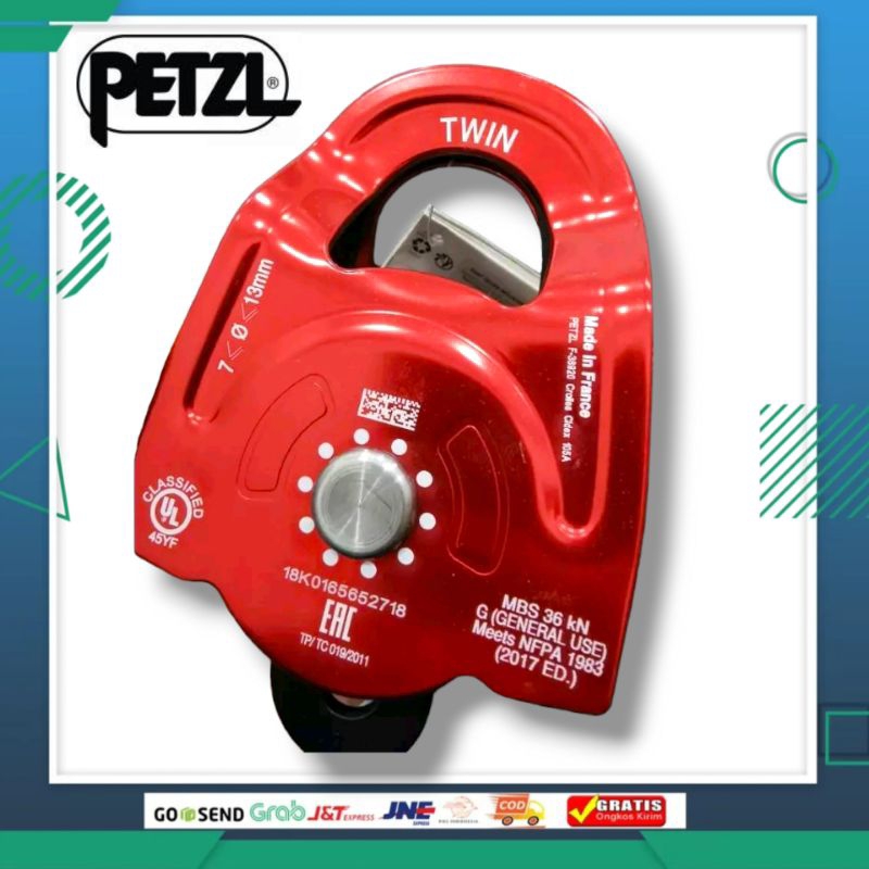 PETZL RESCUE PULLEY ORIGINAL SAFETY PULLEY RESCUE TWIN PULLEY PETZL/ PULLEY PETZL TERBARU