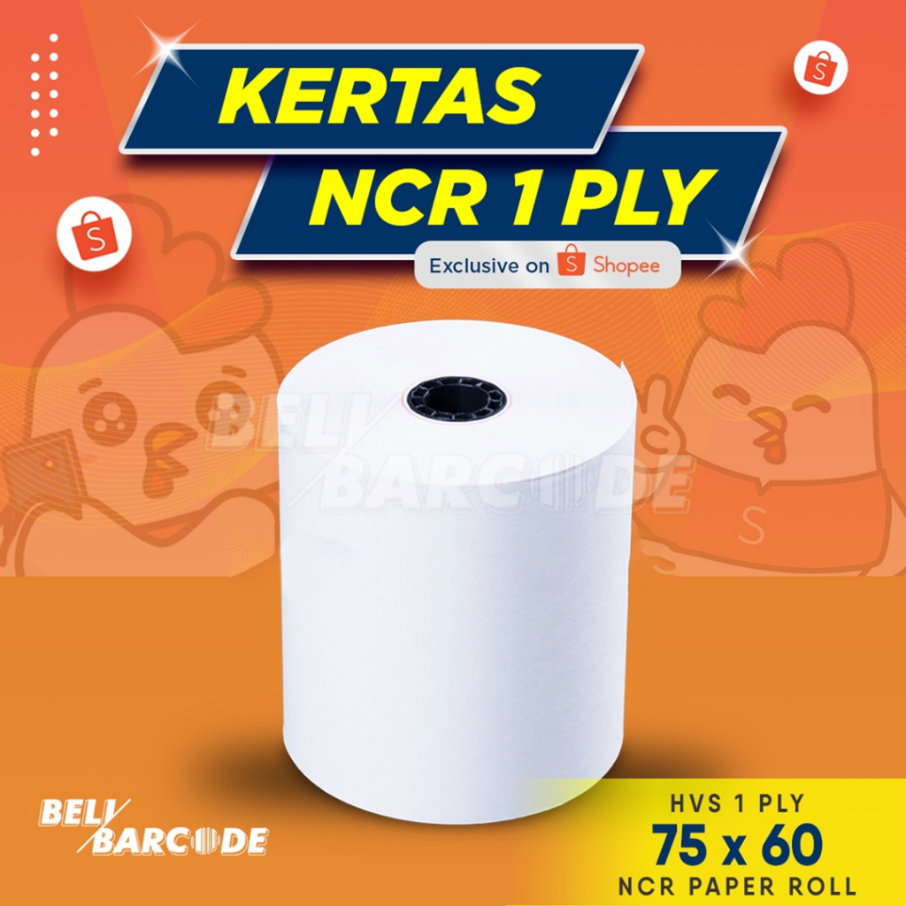 

NCR 75x60 1 Dus Kertas Struk Kasir 75x60 mm 1 PLY 75mm x 60mm 100 Roll