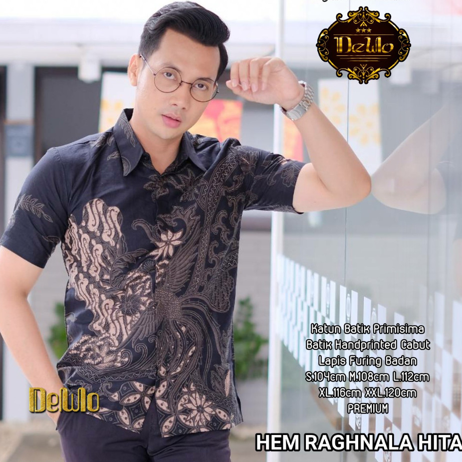 KEMEJA BATIK PARANG SELING HITAM LAPIS FURING LENGAN PENDEK ORI SOLO / BAJU BATIK KONDANGAN PRIA TER