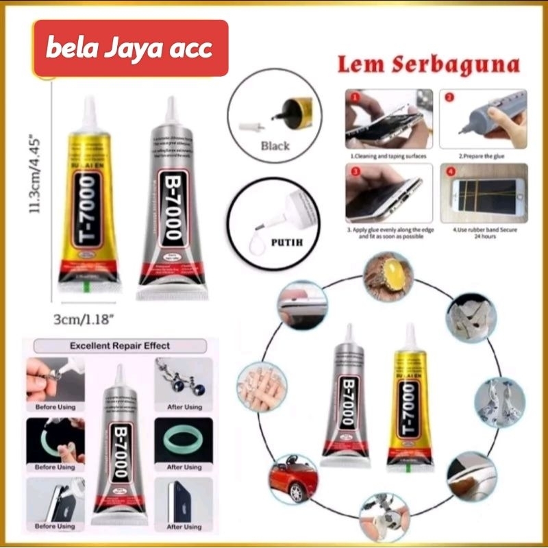 Lem LSD Touchscreen/Lem Serbaguna 25ML T-7000 (Hitam) &amp; B-7000(bening)