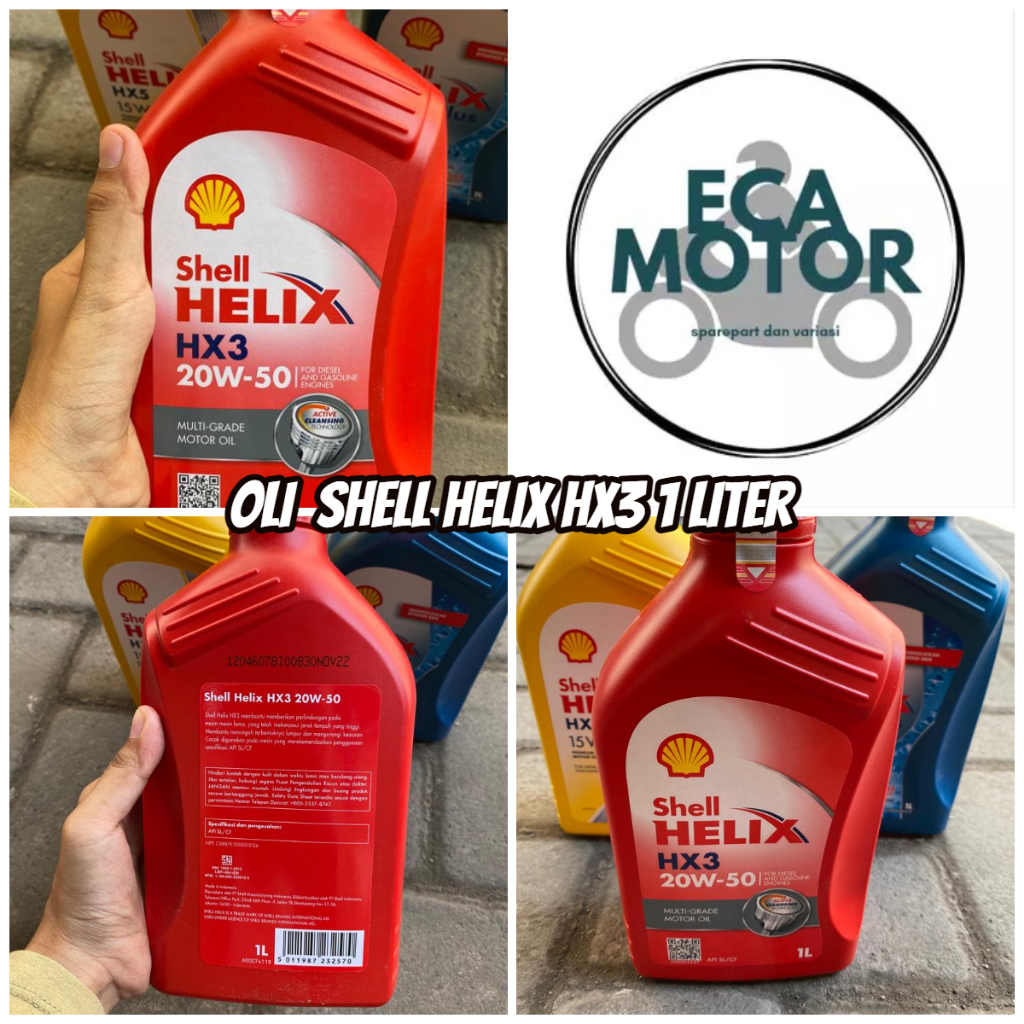 OLI SHELL HELIX HX3 20W-50 ISI 1 LITER || OLI MOTOR DAN MOBIL SHELL HELIX HX3 20W-50 1 LITER