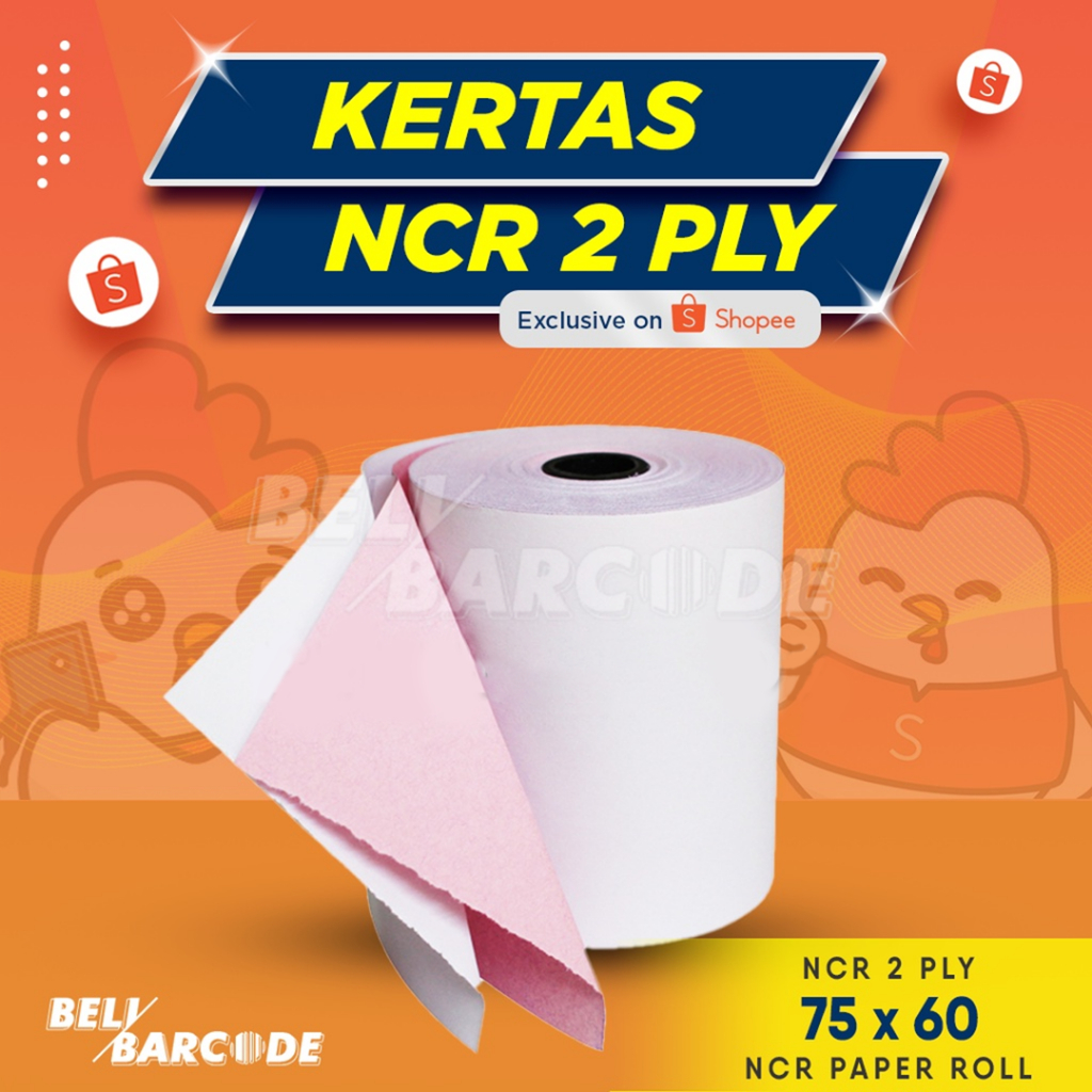 

Kertas Struk Kasir NCR 75 x 60 mm 2PLY Rangkap 2 Dot Matrix 10 Roll