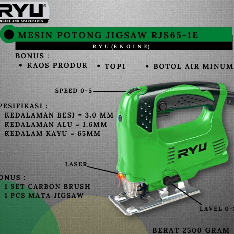 Mesin Jigsaw RJS65-1E RYU Original Terbaru / Mesin Jigsaw potong Ryu / Mesin Potong Kayu / Mesin Ryu