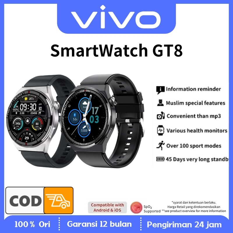 JXRZ [Cod]Ori Vivo Smartwatch Gt8 Newest Smartwatch Pria Porsche Design Waterproof Luxury