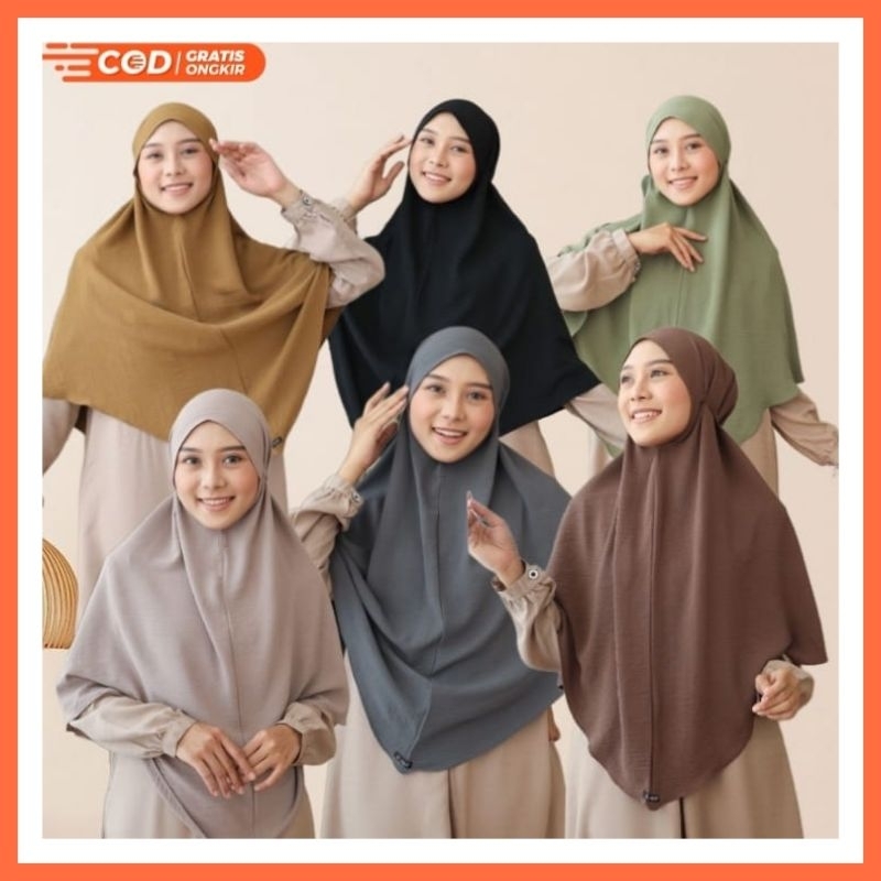 Jilbab Bergo Tali Crinkle Radwah Khimar Zizara Bergo Polos Non Pet