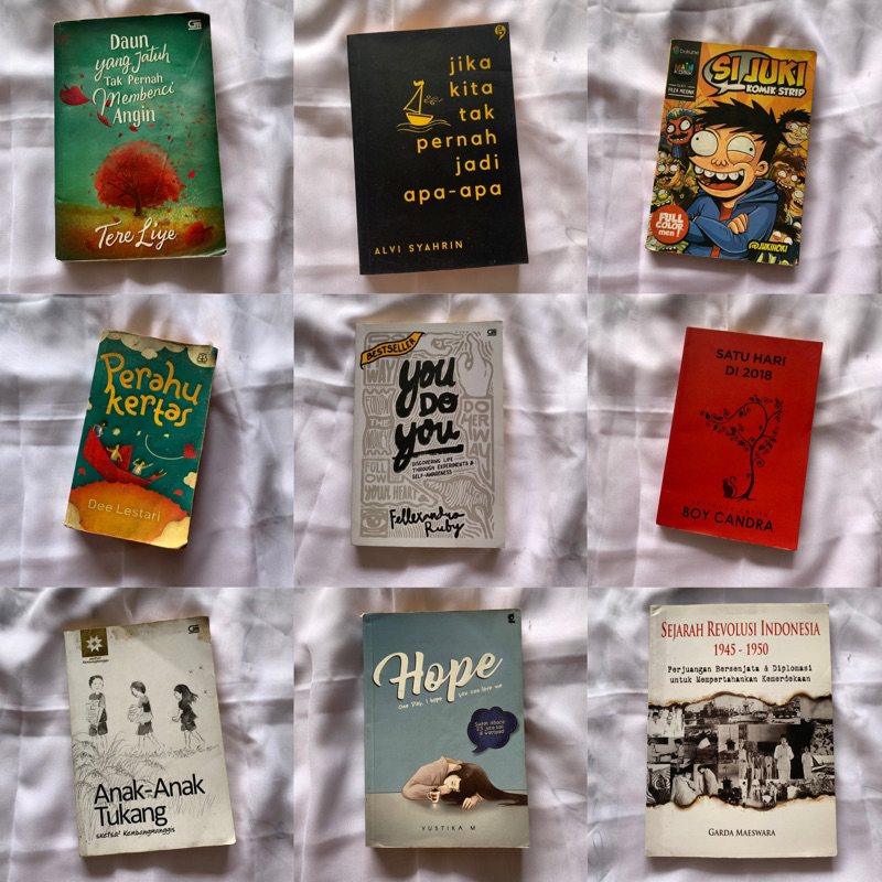 [PRELOVED] buku novel tere liye, boy chandra, dee lestari, komik juki hoki