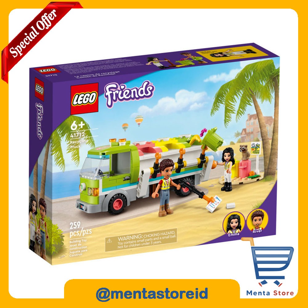 LEGO Friends 41712 Recycling Truck Toy with Garbage Sorting Bins