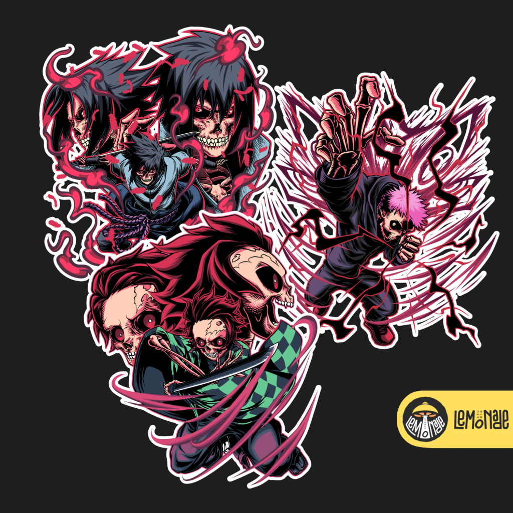 

Anime Skull Sticker Sasuke Yuji Itadori Tanjiro