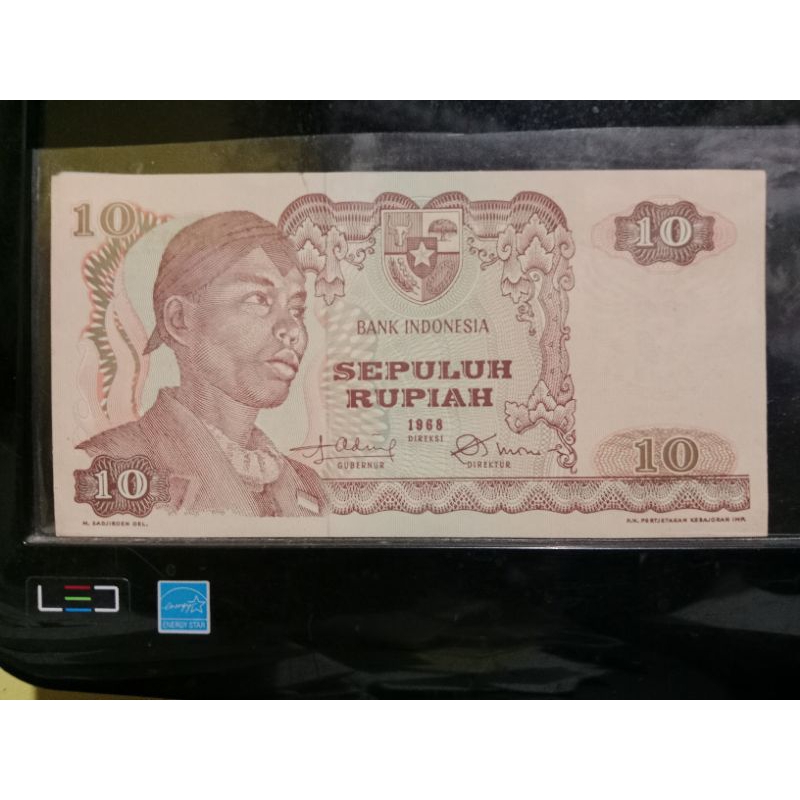 Uang Kertas Kuno 10 Rupiah Sudirman Tahun 1968 AU