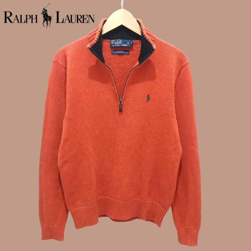 Polo Ralph Lauren Orange Half Zip Cotton Sweater