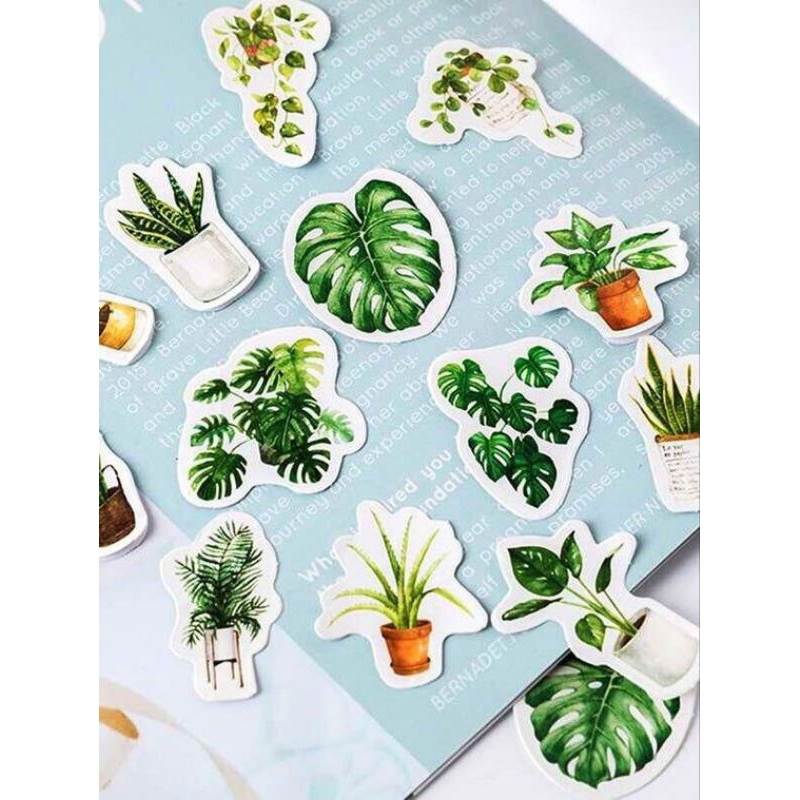 

60 PCS STIKER DAUN TANAMAN, PLANTS STICKER AESTHETIC