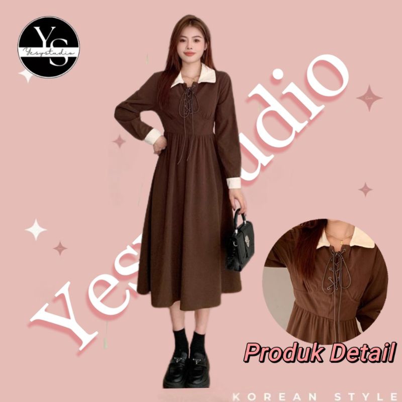 HIJAB FRIENDLY DRESS PANJANG COKLAT POLOS KOREA STYLE