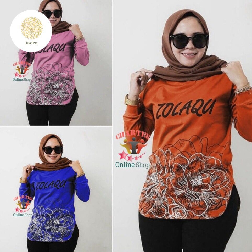 Kaos Zolaqu Flora Bata Lengan Tangan Panjang  Kaos Zolaqu Oval  Kaos Zolaqu Semi Tunik  Atasan Kaos 