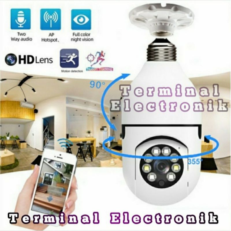 IP CAMERA APP YOOSEE CCTV BENTUK LAMPU CCTV WIFI 360° PTZ PAN TILT 8MP 1080P