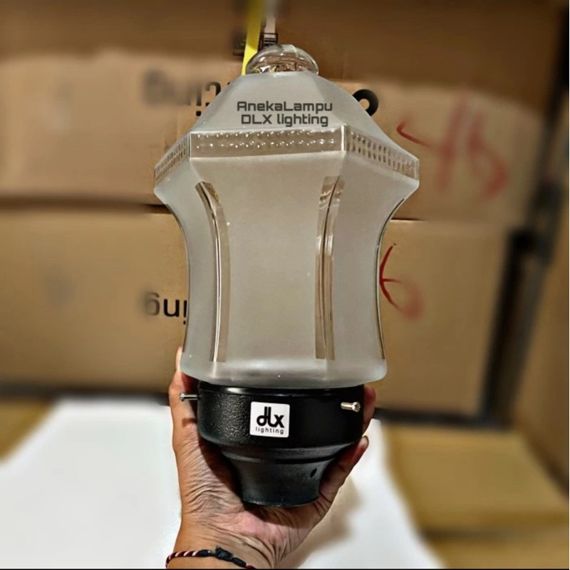 Lampu taman pilar dlx lighting tf 3k kaca