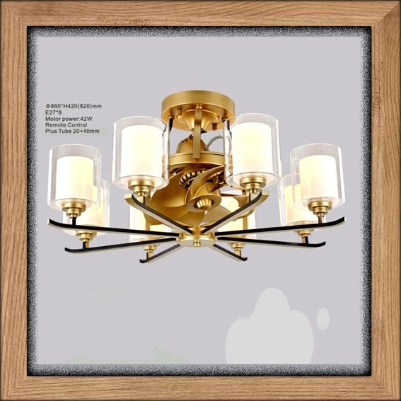 Lampu hias plafon gantung ceiling fan remote cabang kaca kipas angin classic modern minimalis elegan