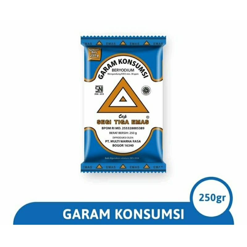 

Garam Dapur 250 gr Segitiga Emas Exp Des 2026