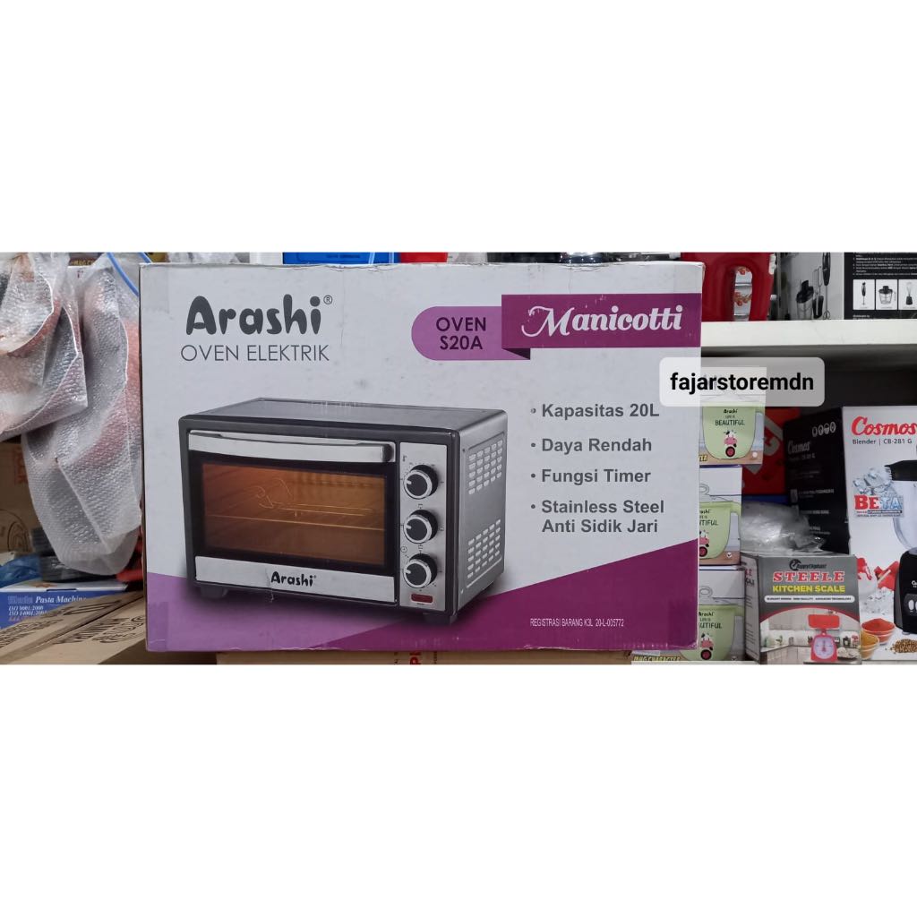 Oven Listrik Arashi 20 Liter S20A Manicotti Low Watt + Lampu - Garansi Resmi