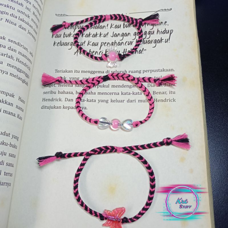 Gelang Tangan Tali Black Pink | Gelang Tangan Simpel | Gelang Tangan Benang