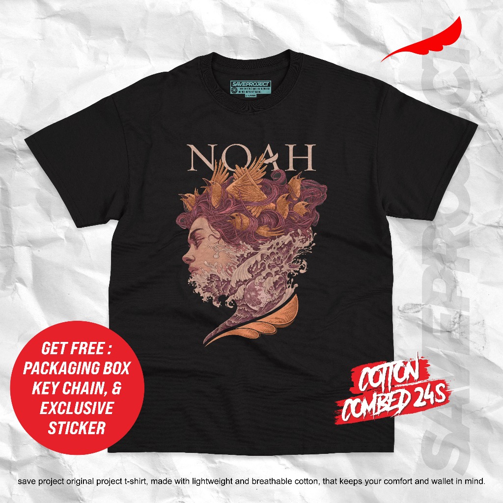 T-SHIRT NOAH BAND "BIRD ARTWORK"/KAOS MERCHANDISE NOAH BIRD ARTWORK TERBARU/UNISEX TEE NOAH MERCHAND