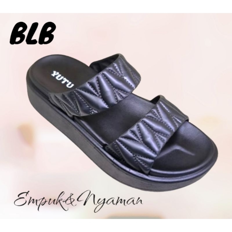 Sandal Wanita Terbaru Ban Dua Kerut Sandal Wedges Wanita Nyaman Kekinian Sandal Selop Karet Cewek