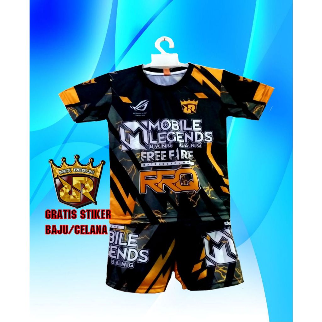 W&F / COD / SETELAN BAJU ANAK FREE FIRE TEAM SQUAD RRQ | SETELAN BAJU ANAK TEAM RRQ EVOS ML FF ONIC 