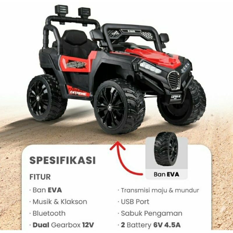 Mainan Anak Mobil Aki Jeep Ban Karet ORIGINAL JEEP UTX NAVER NUV M 8788 EJP 7704 EJP 7706 PMB M8788