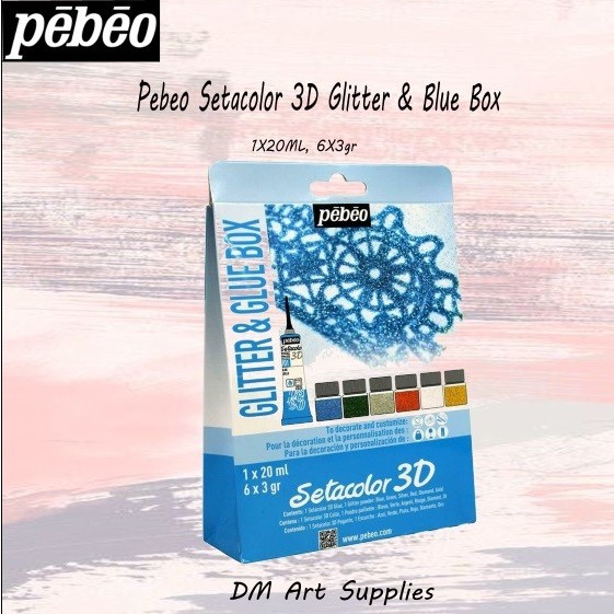 

Cat Kain Tekstil Pebeo Setacolor 3D Box Glitter & Glue Bluebox