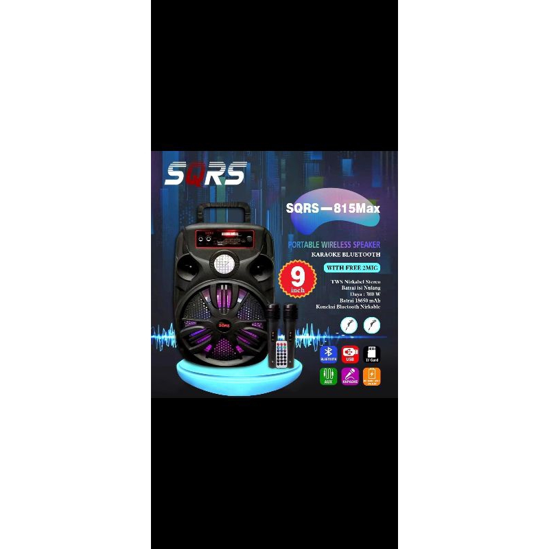 Speaker SQRS Bluetooch Model : 888max Free 2 Mic Lampu Led