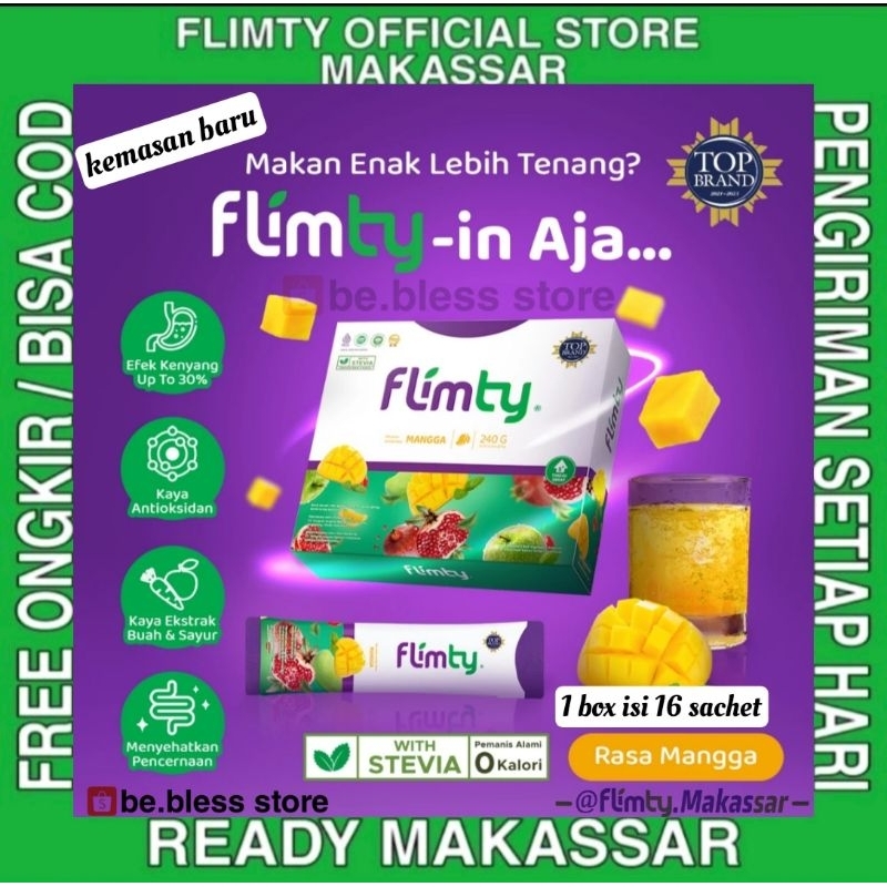 Flimty Fiber Rasa  Mangga 1 box isi 16sachet  ORIGINAL BPOM Ready Makassar   minuman diet detox pela