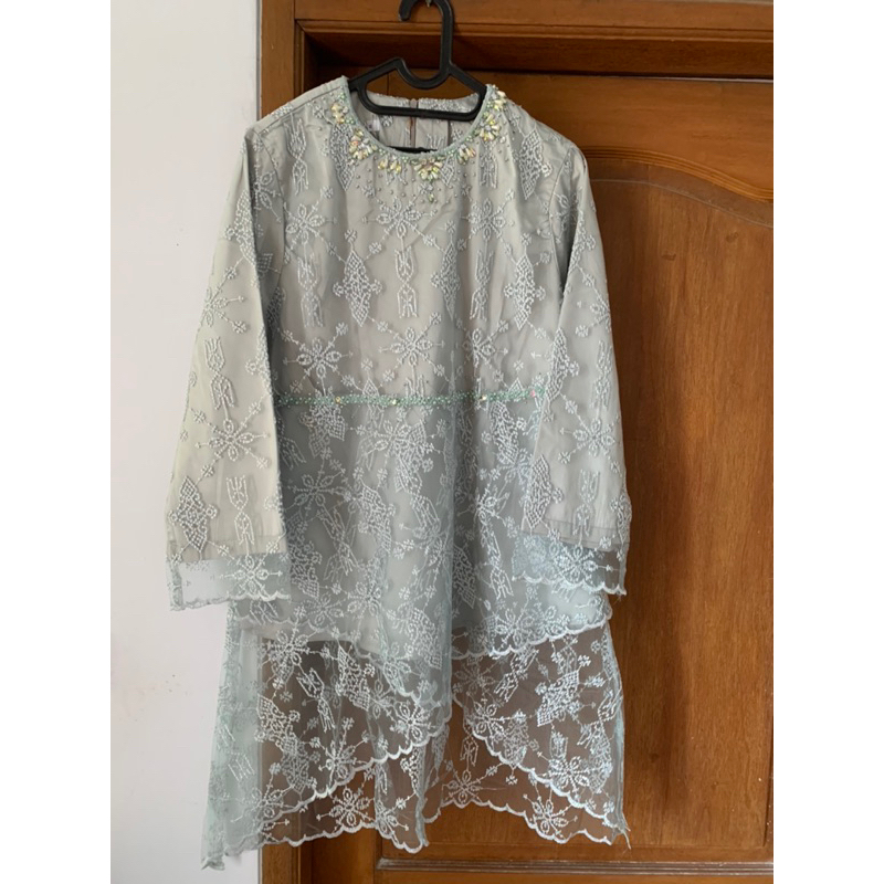 kebaya payet hijau mint new