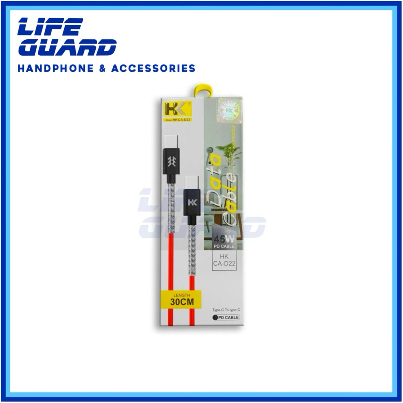 KABEL DATA HK CA-D22 FAST CHARGING 30CM DATA CABLE CHARGER SPRING TYPE C TO TYPE C