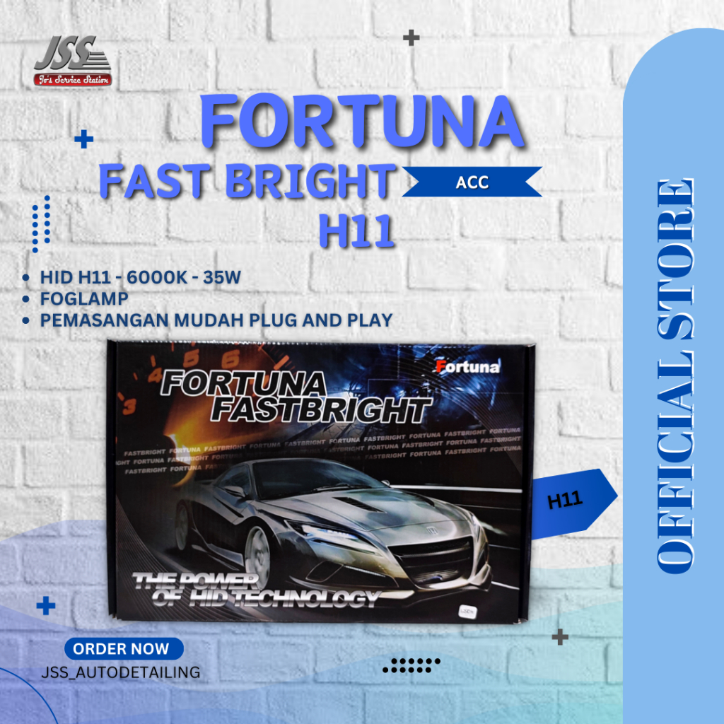 HID Fortuna Fast Bright H11 - 6000K - 35 Watt - lamPu mobil - Foglamp - Lampu kabut