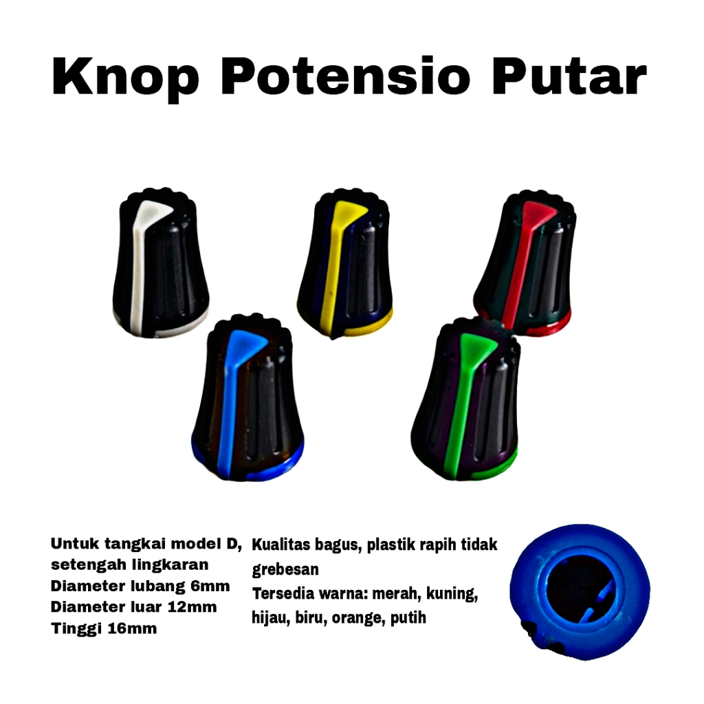 Knop Potensio Mixer Shaft D Knob Tutup Potensiometer Tuas Setengah Lingkaran