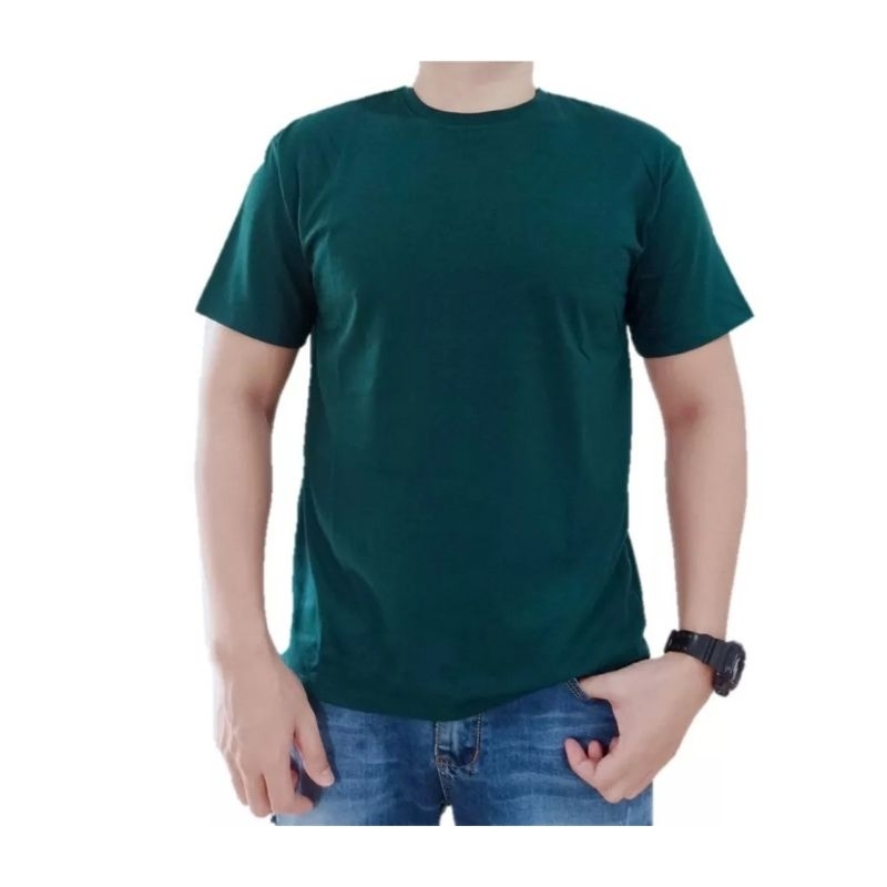 Baju kaos polos lengan pendek cotton combed 30s Hijau botol