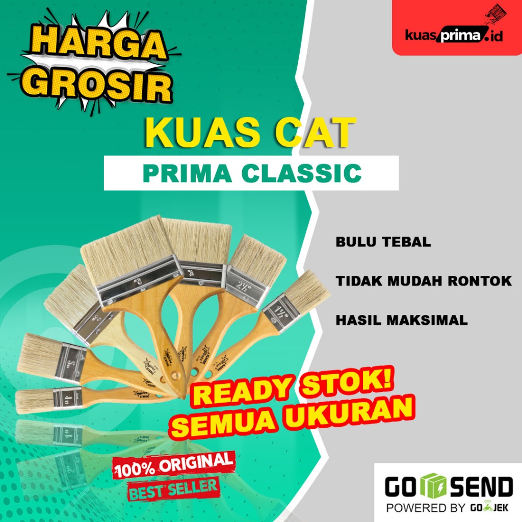 

TERMURAH!! BEST SELLER KUAS CAT PRIMA CLASSIC SEMUA UKURAN