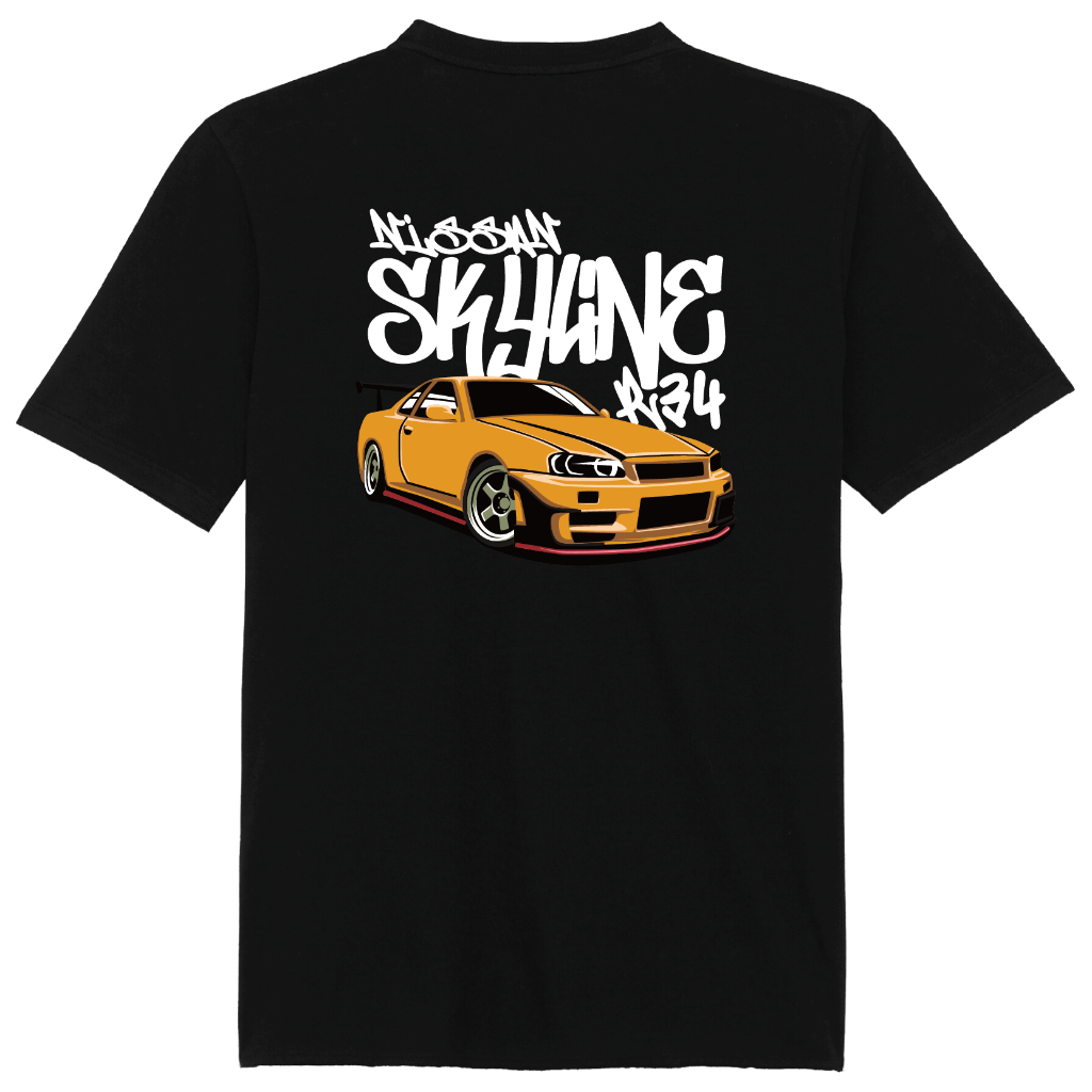 Kaos T-shirt Baju Mobil Nissan Skyline R34 JDM Car Keren Distro Unisex Premium Quality