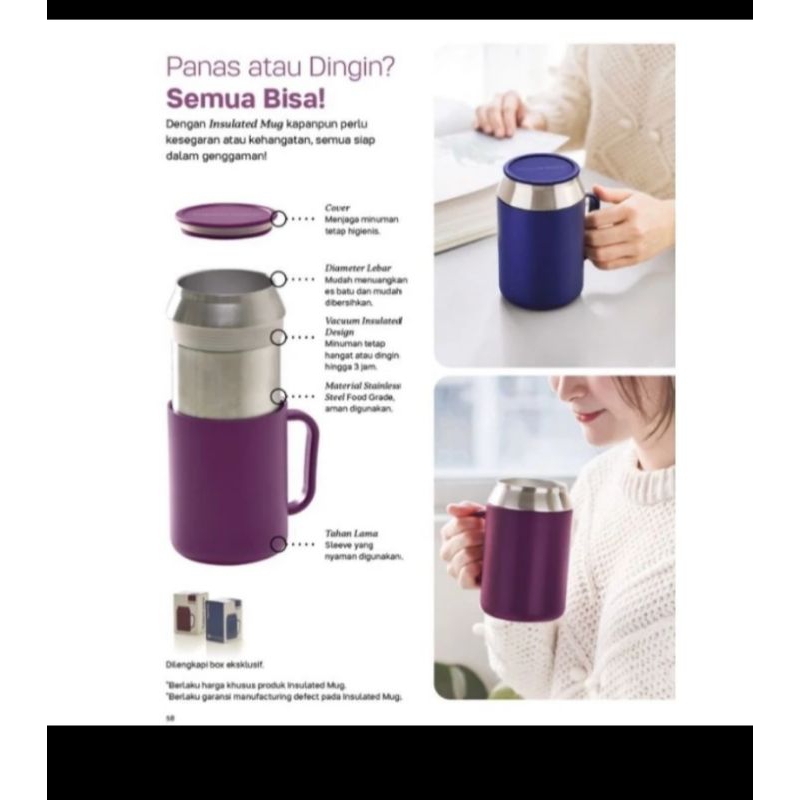 insulated mug tupperware 400 ml / tumbler minum tahan panas / dingin