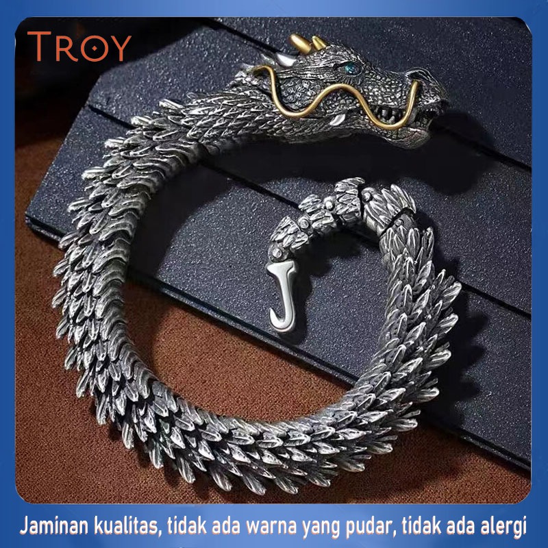 TROY-2024 Hadiah Beruntung gelang Model Naga 3D Tiga Dimensi Asli Mode Kepribadian Mendominasi Retro