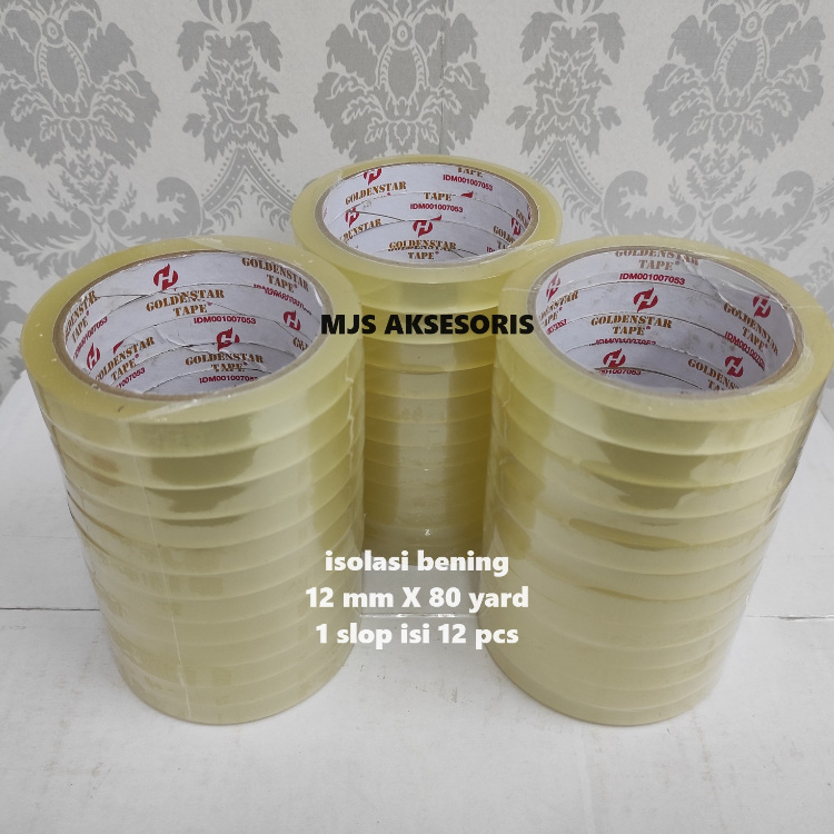 

LAKBAN OPP SOLASIBAN BENING (KUNING) 12 MM X 80 yard GOLDEN STAR TAPE/NAWA ISOLASI SELOTIP