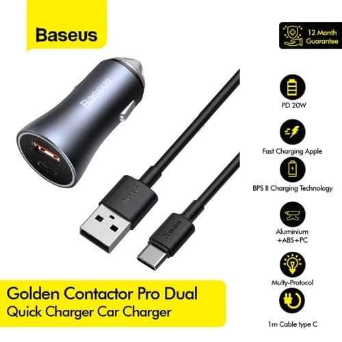 CAR CHARGER BASEUS CHARGER MOBIL QUICK CHARGE USB TYPE C 40W - TYPE C