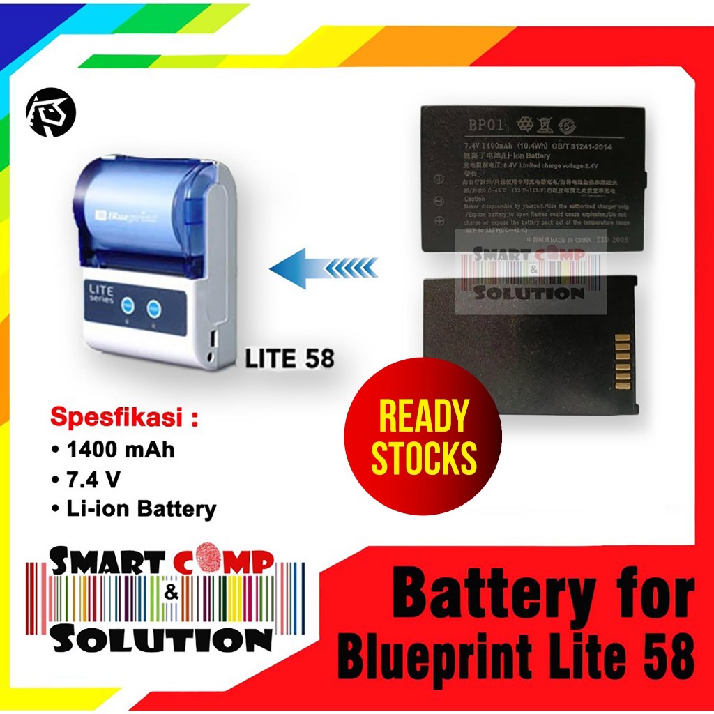 Baterai BP01 - Battery Printer Thermal Blueprint Lite58 Lite 58