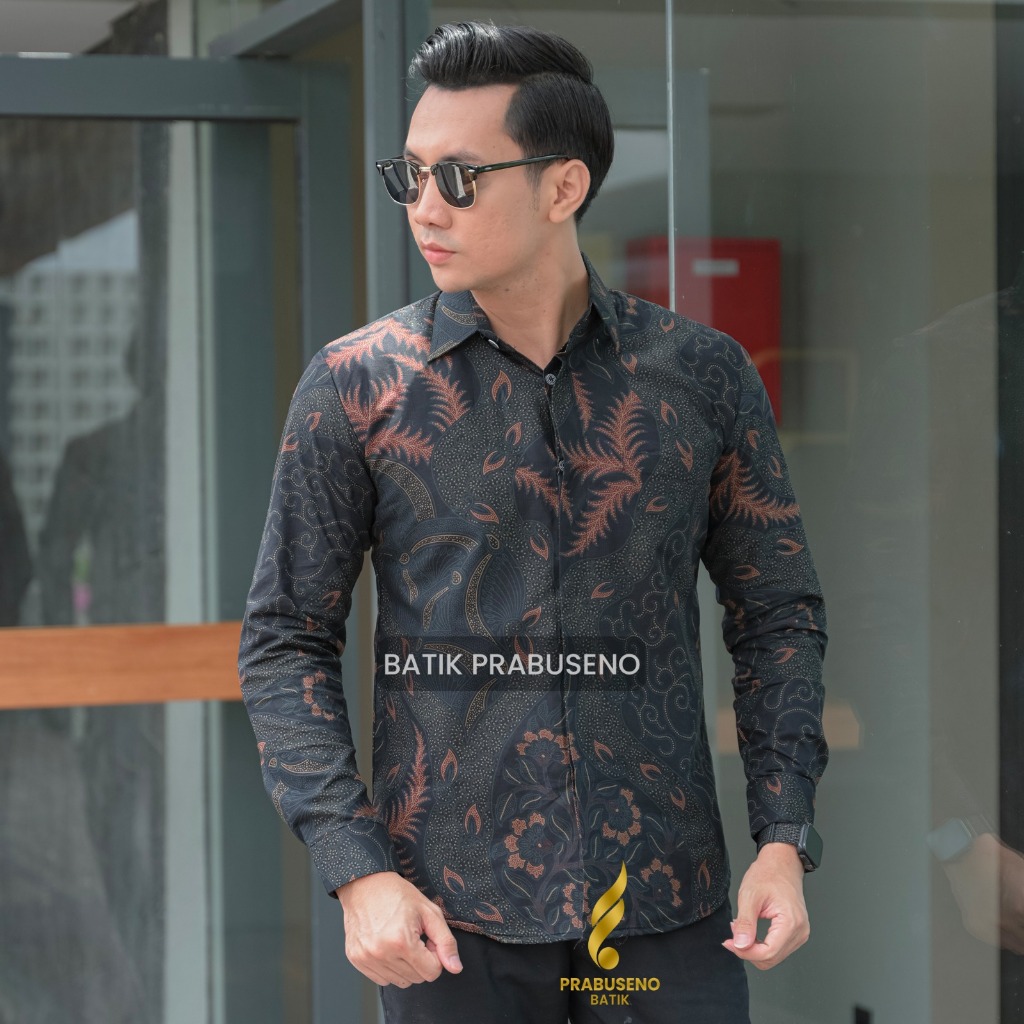 Batik Prabuseno - Batik Pria Lengan Panjang Slim Fit Motif Siliwangi