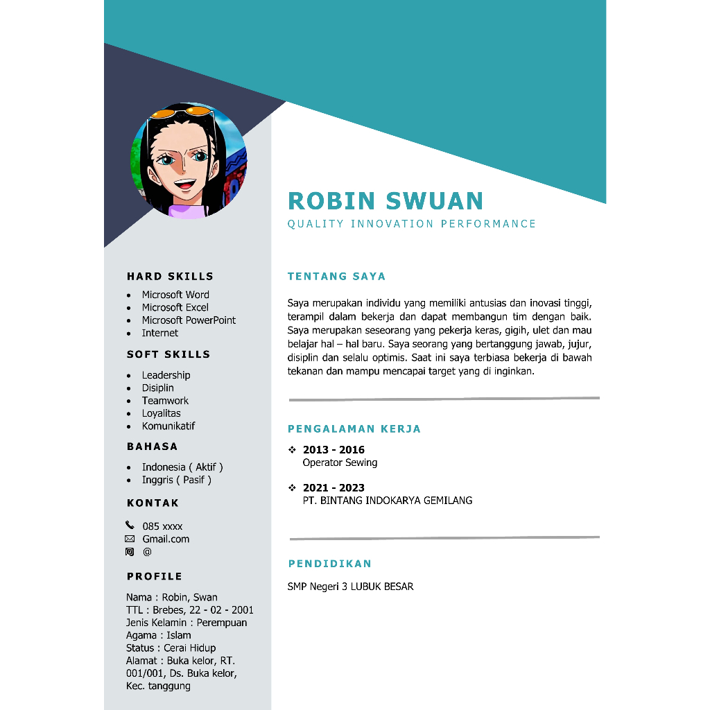 Cv Lamaran Jasa Pembuatan Cv dan Lamaran Kerja Jasa Cv Curiculum Vitae CV018