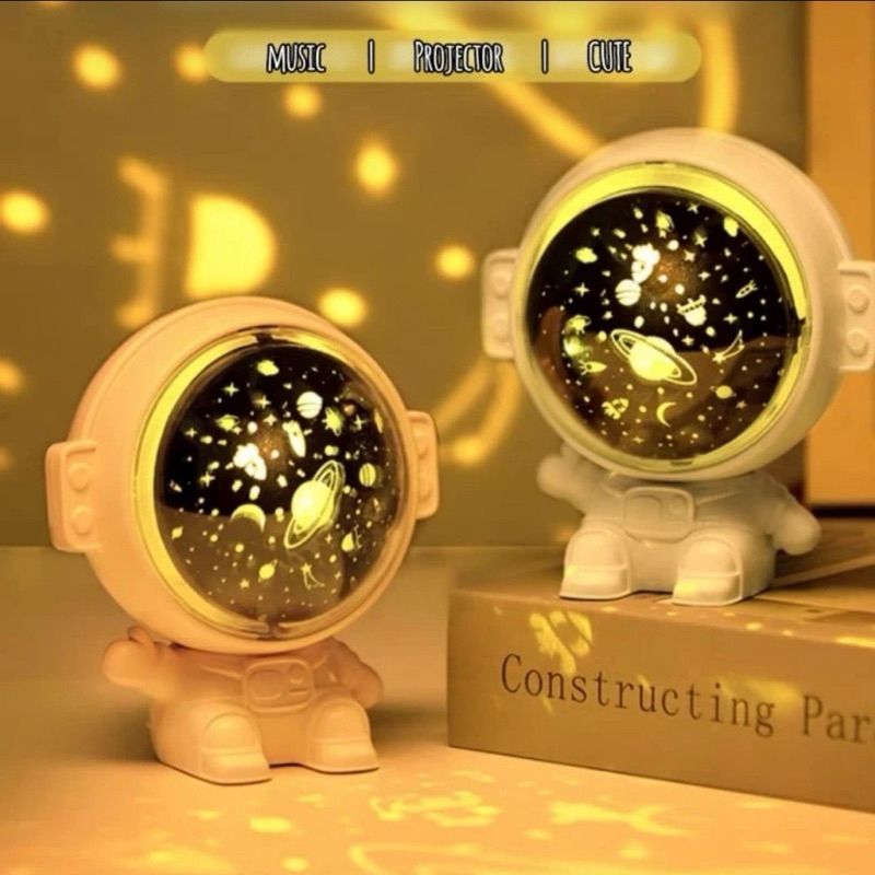 Lampu Tidur Proyektor Astronout LED Musik Lampu Tidur Langit Karakter Lucu kado hadiah anak