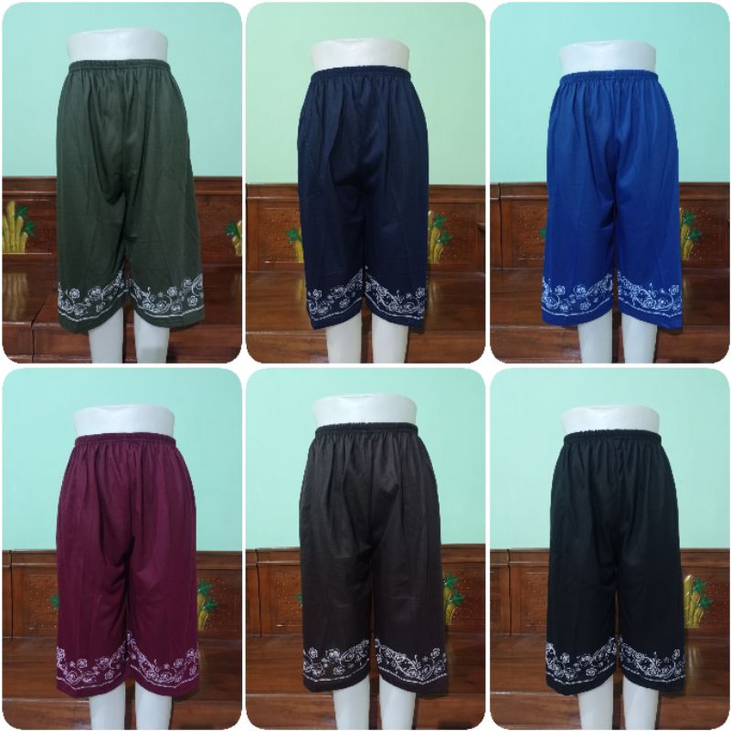 Celana 7/8 wanita santai kolor jumbo XXL pendek harian tidur bahan kaos
