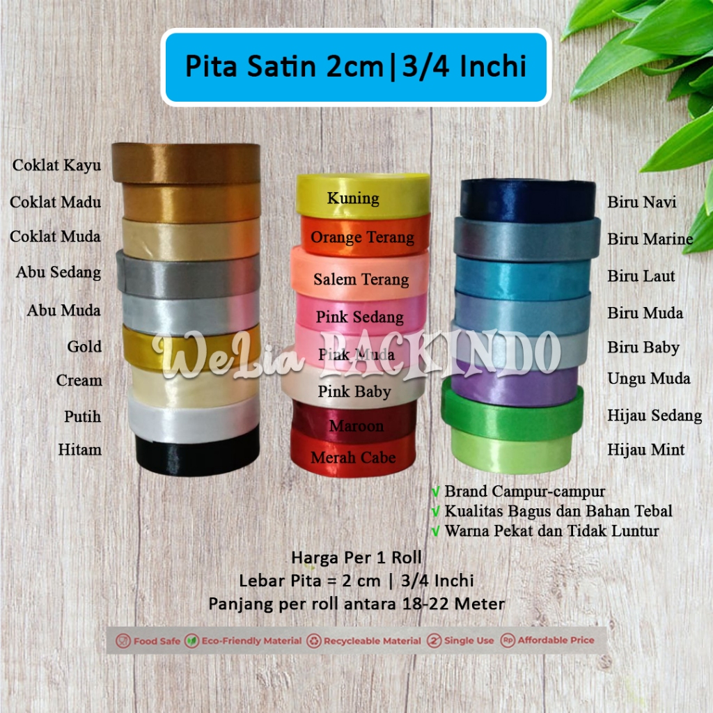 

[1 ROLL] Pita Satin 2cm 3/4 Inchi / Pita Kado Hiasan Souvenir Gift