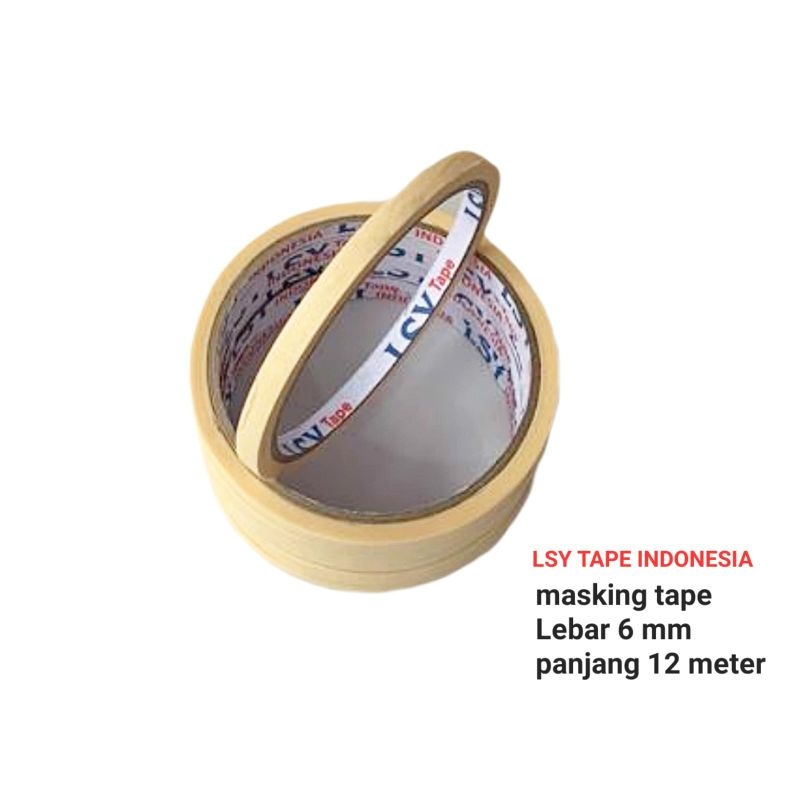 

LSY Masking Tape 6mm x 12meter Full | Lakban Kertas Perekat Serbaguna