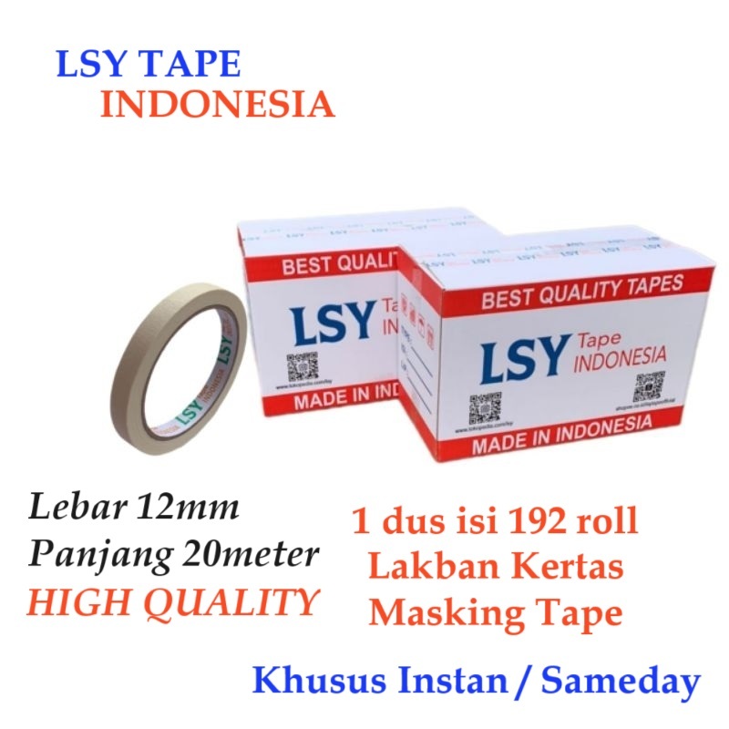 

LSY 1Dus Grosiran 192roll Lakban Kertas | Masking Tape 12mm x 20meter Full